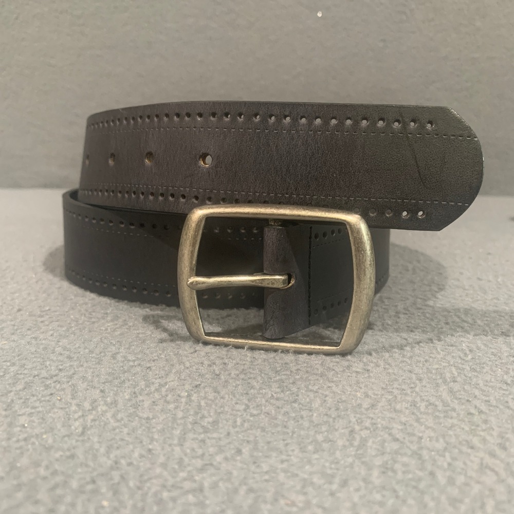 Liz Claiborne Men's Black Genuine Leather Belt Solid Brass Buckle XL BTRU0596